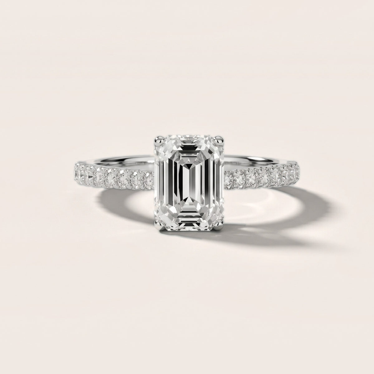 Sanne Trellis Pavé Emerald Diamond Engagement Ring in Silver - front.jpg