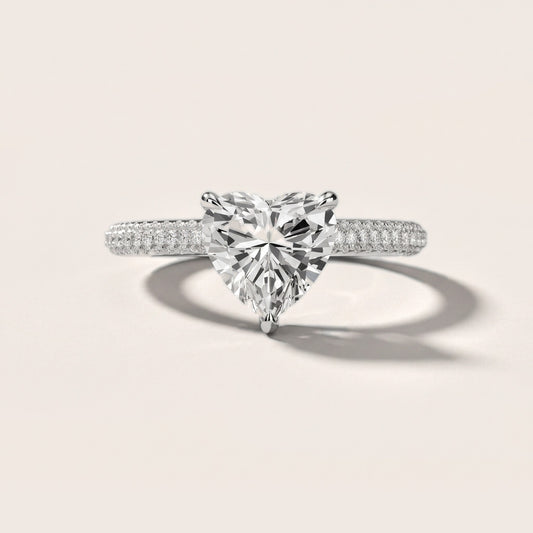 Elisa Hidden Halo Pavé Heart Diamond Engagement Ring in White Gold