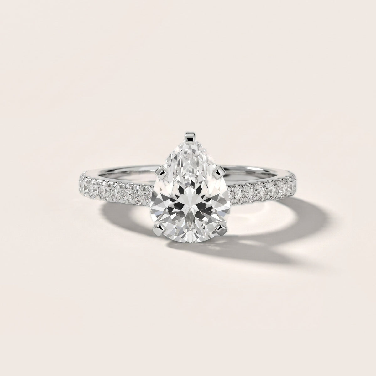 Elsa Cathedral Pavé Pear Diamond Engagement Ring in White Gold - front.jpg
