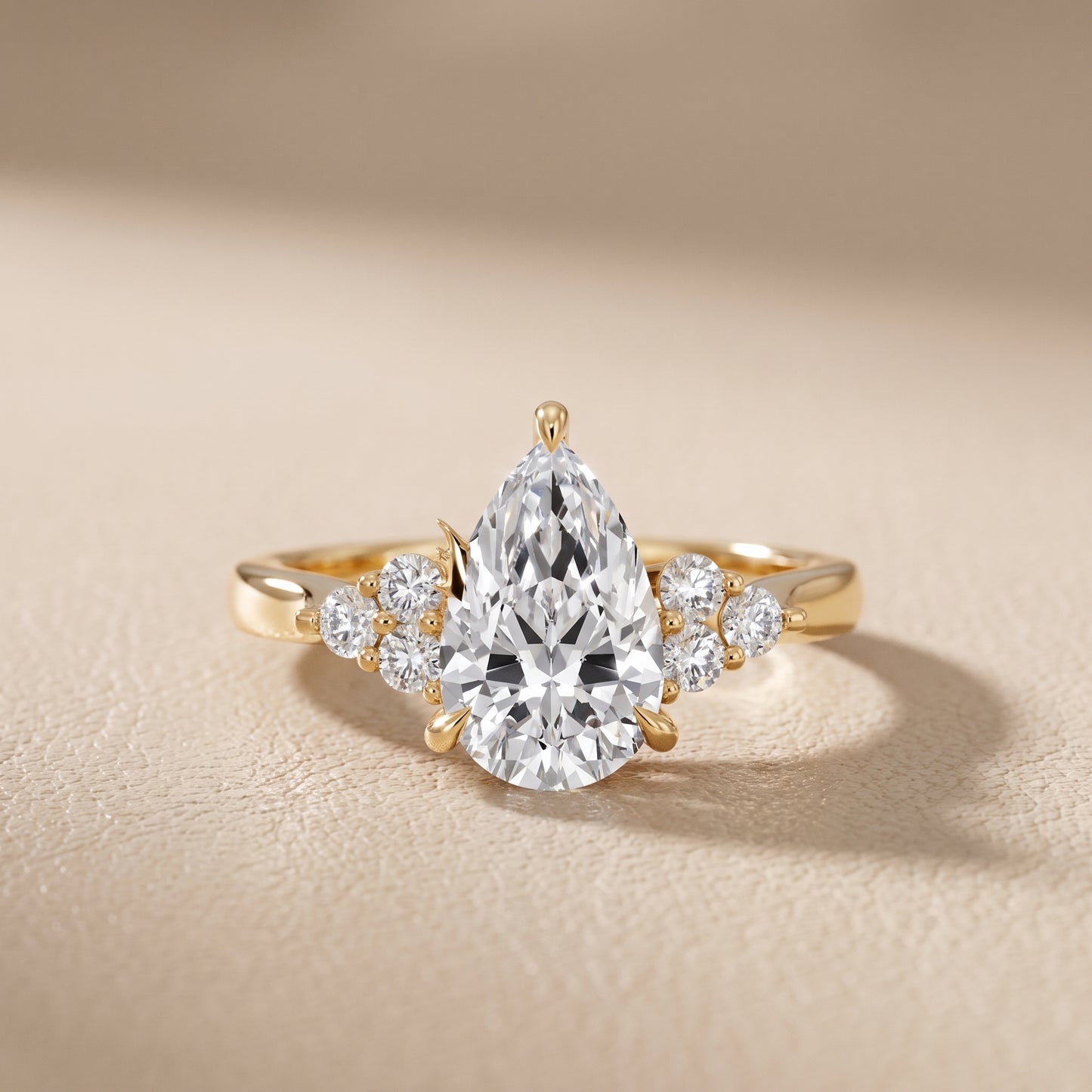 Anya Sidestone Cluster Pear Diamond Ring in Yellow Gold - front.jpg