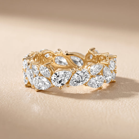 Fleur Shared Prong Pear Diamond Eternity Band in Yellow Gold - front.jpg