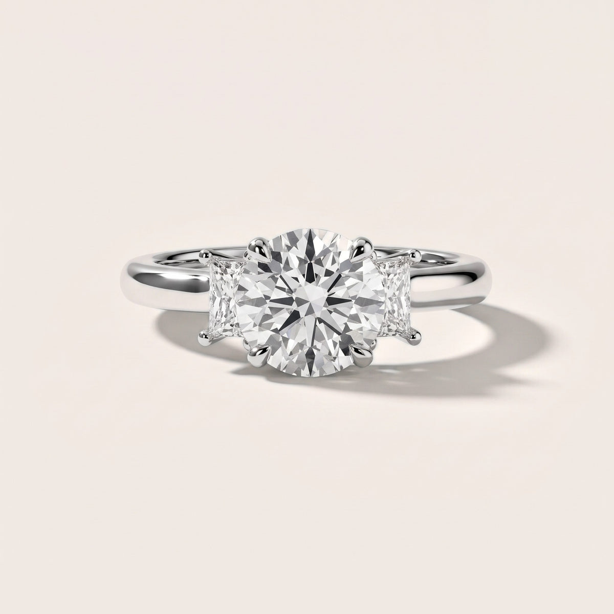 Cosette Statement Three-Stone Round Diamond Engagement Ring in Silver - front.jpg