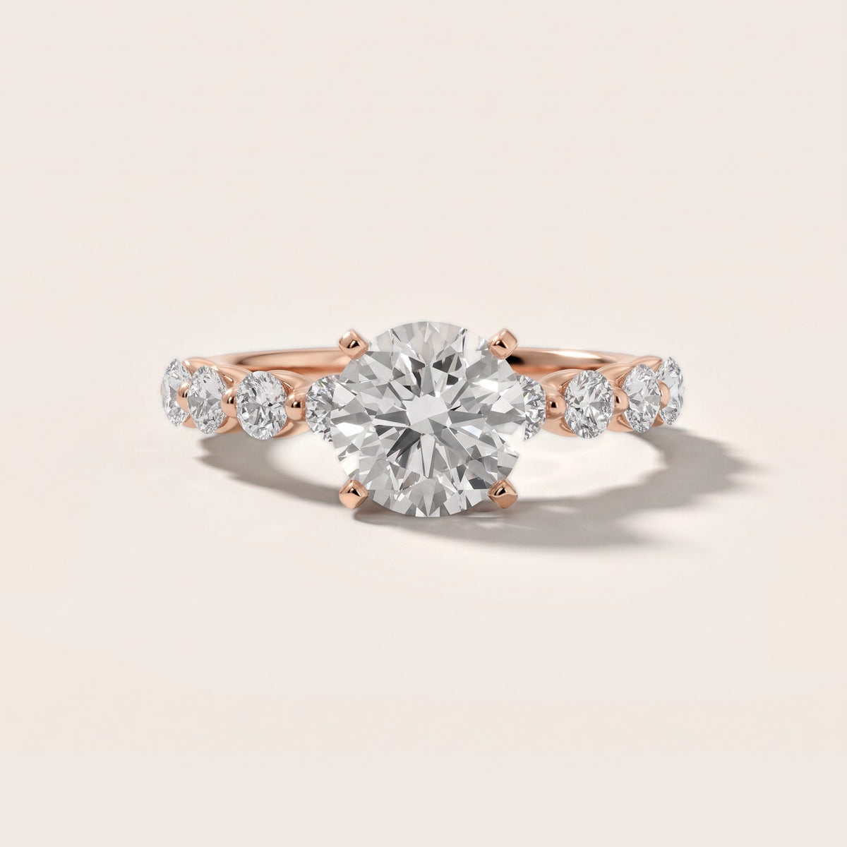 Maura Beaded Statement Round Diamond Engagement Ring in Rose Gold - front.jpg