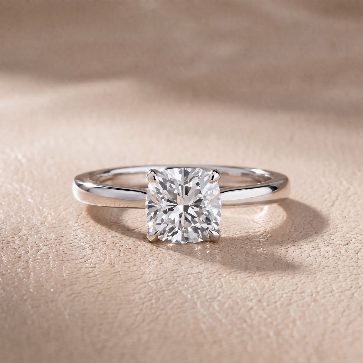 Mena Hidden Halo Cushion Diamond Engagement Ring in Silver - front.jpg