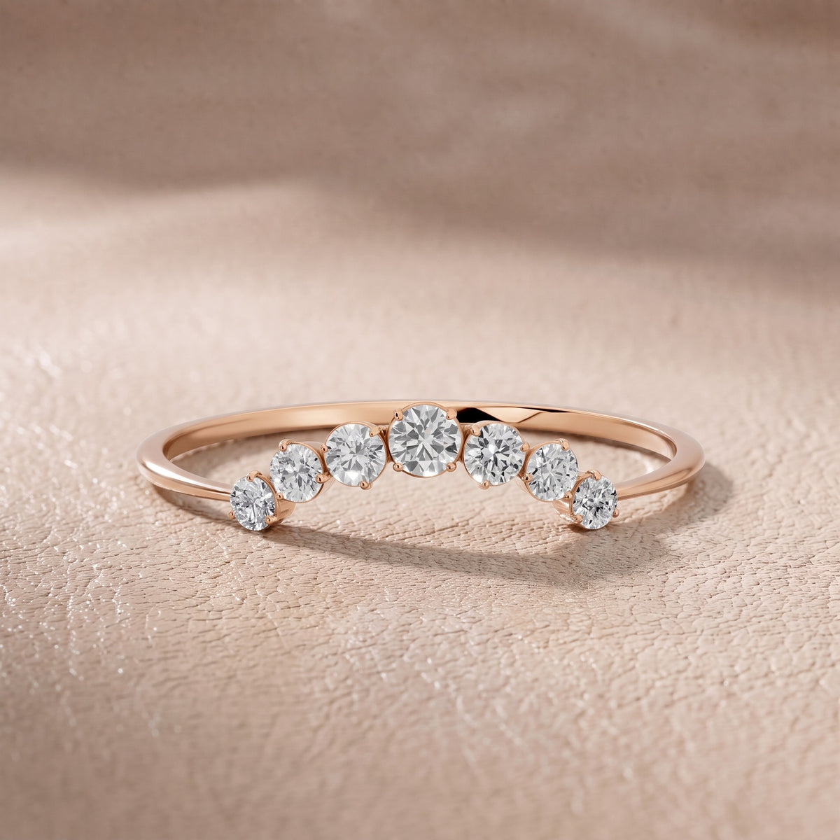 Victoria Curved Round Diamond Stackable Ring in Rose Gold - front.jpg