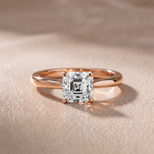 Kalia Knife Edge Solitaire Asscher Diamond Engagement Ring in Rose Gold - front.jpg