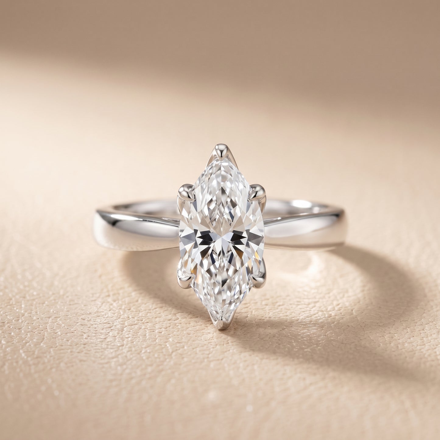Lucia Solitaire Six-Prong Marquise Diamond Engagement Ring in White Gold - front.jpg
