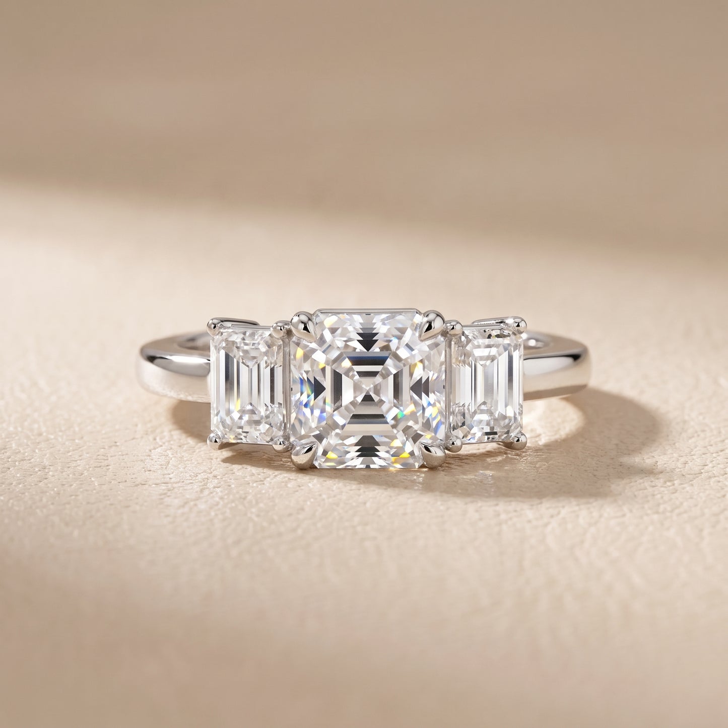 Zoe Three-Stone Asscher Diamond Ring in White Gold - front.jpg