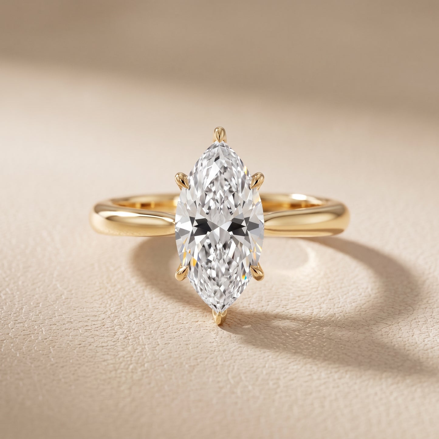 Evie Solitaire Six-Prong Marquise Diamond Engagement Ring in Yellow Gold - front.jpg