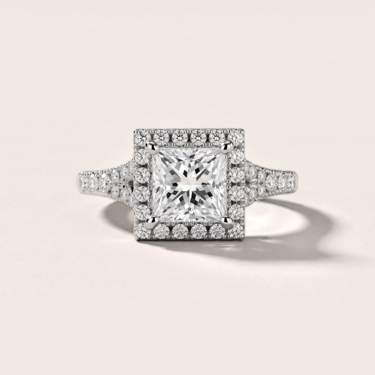 Kenner Halo Split Shank Princess Diamond Engagement Ring in Platinum - front.jpg