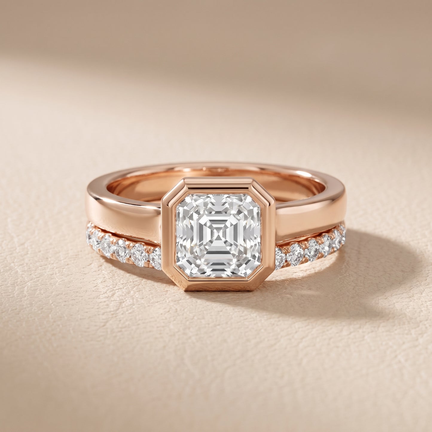 Ayla Bezel Bypass Asscher Diamond Ring in Rose Gold - front.jpg