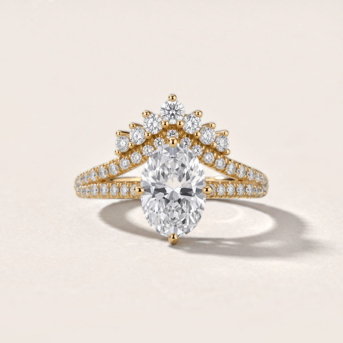 Annette Split Shank Pavé Oval Diamond Engagement Ring in Yellow Gold - front.jpg