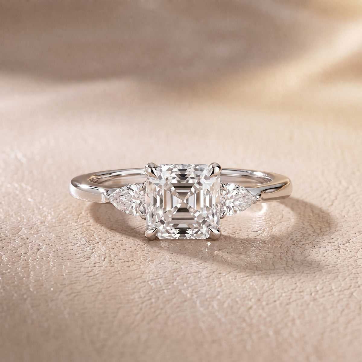 Leila Three-Stone Asscher Diamond Engagement Ring in Platinum - front.jpg
