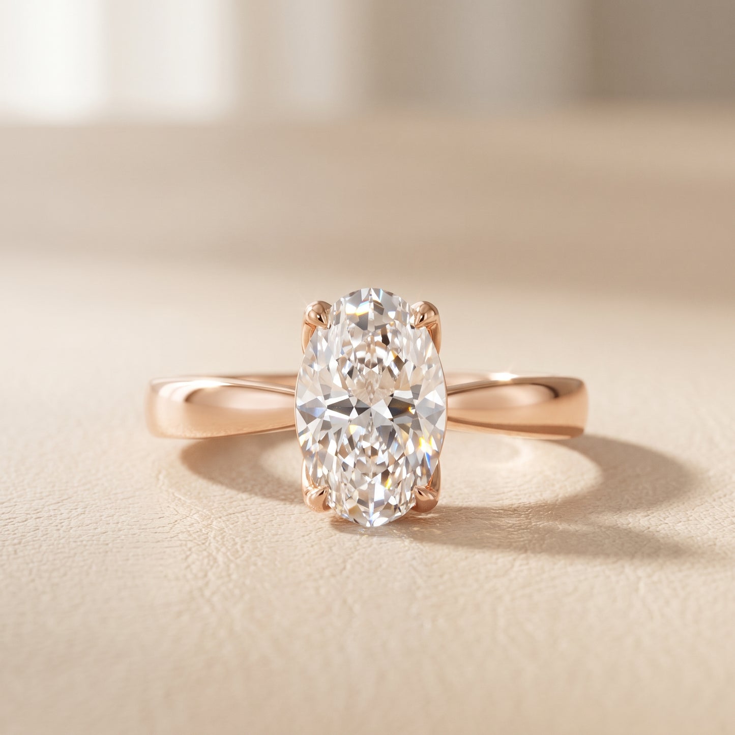 Lucia Solitaire Six-Prong Oval Diamond Engagement Ring in Rose Gold - front.jpg