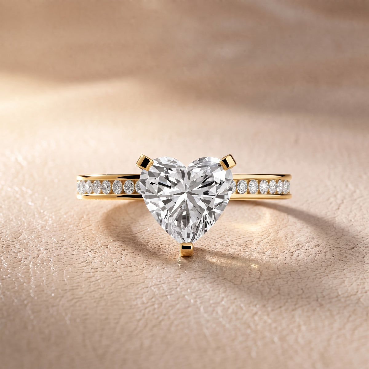 Tessa Solitaire Channel Set Heart Diamond Engagement Ring in Yellow Gold - front.jpg
