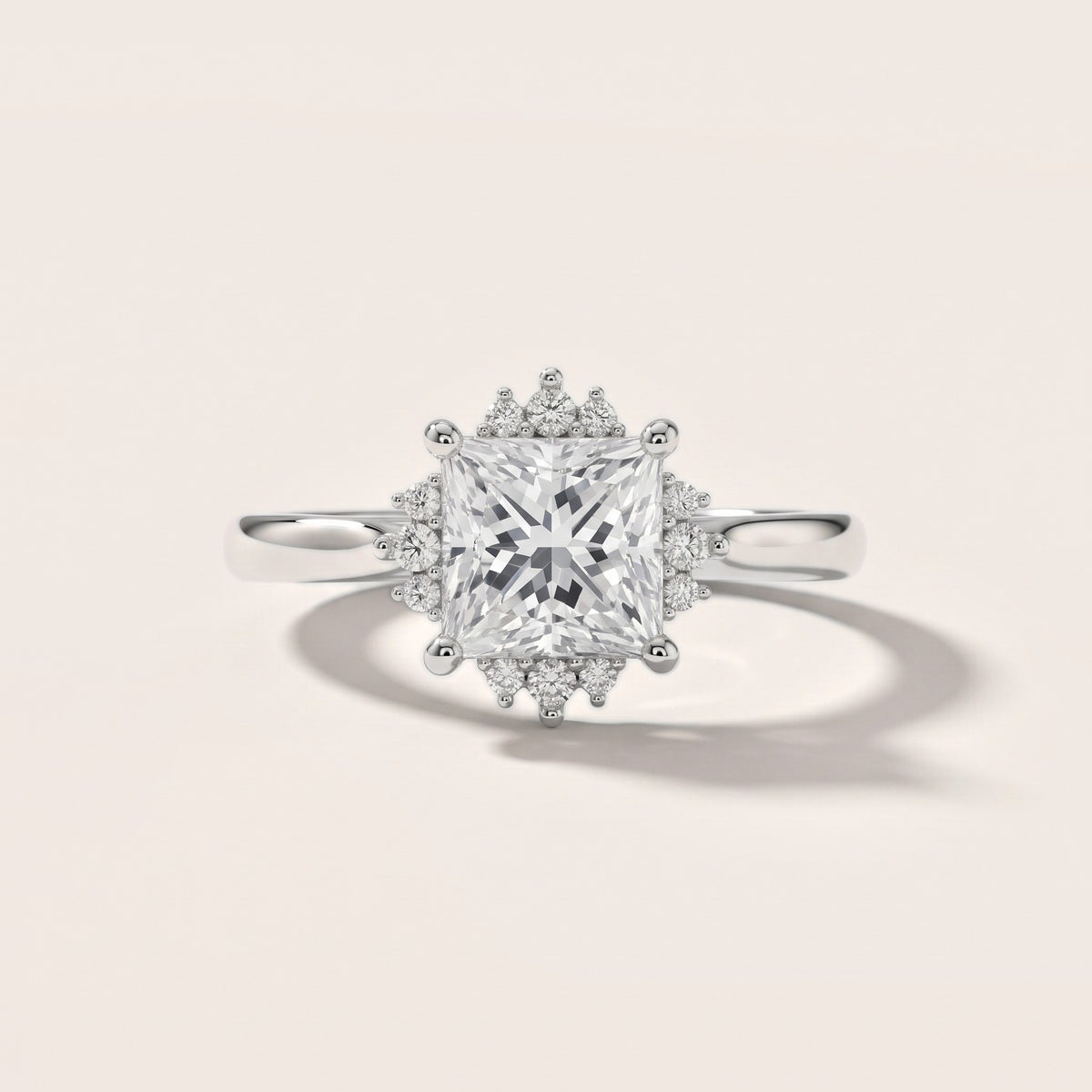 Linden Starburst Cluster Princess Diamond Engagement Ring in Silver - front.jpg
