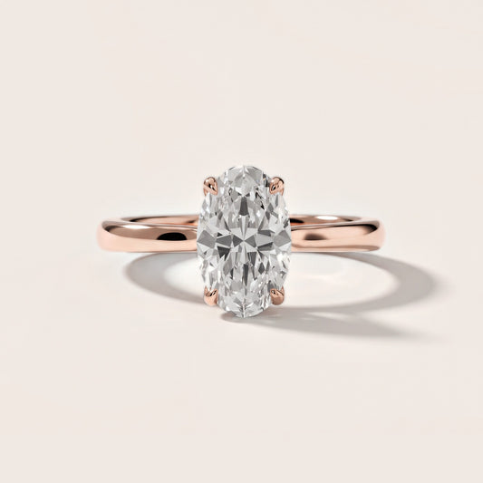 Mena Hidden Halo Oval Diamond Engagement Ring in Rose Gold