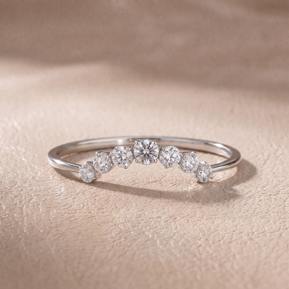 Victoria Curved Round Diamond Stackable Ring in White Gold - front.jpg