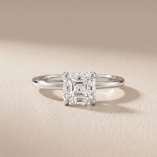 Nella Petite Solitaire Asscher Diamond Engagement Ring in White Gold - front.jpg