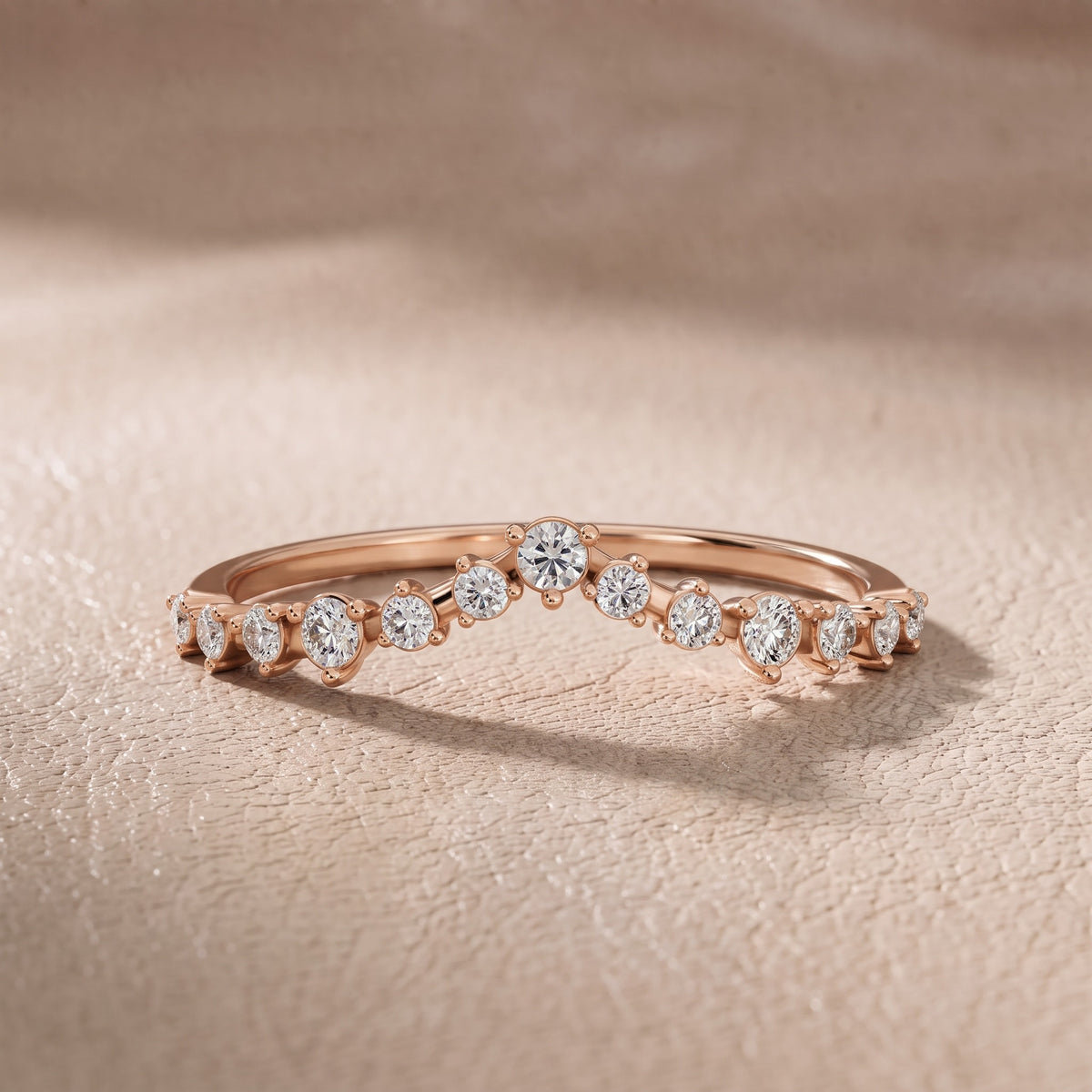 Daphne Curved Round Diamond Wedding Band in Rose Gold - front.jpg