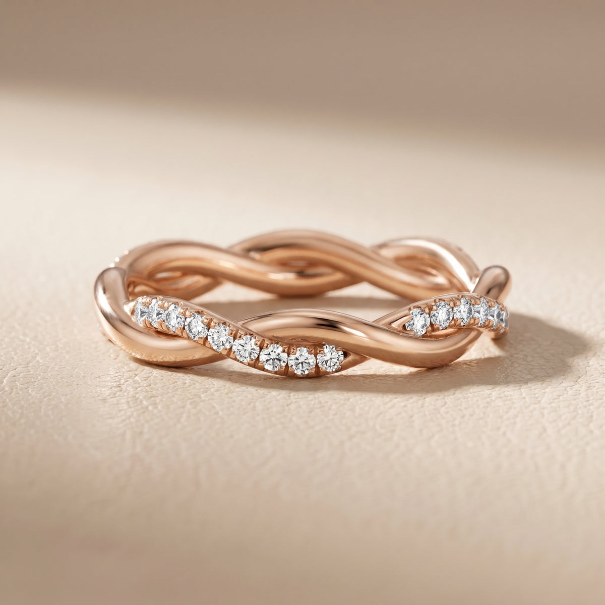 Emery Petite Twist Round Diamond Eternity Band in Rose Gold - front.jpg
