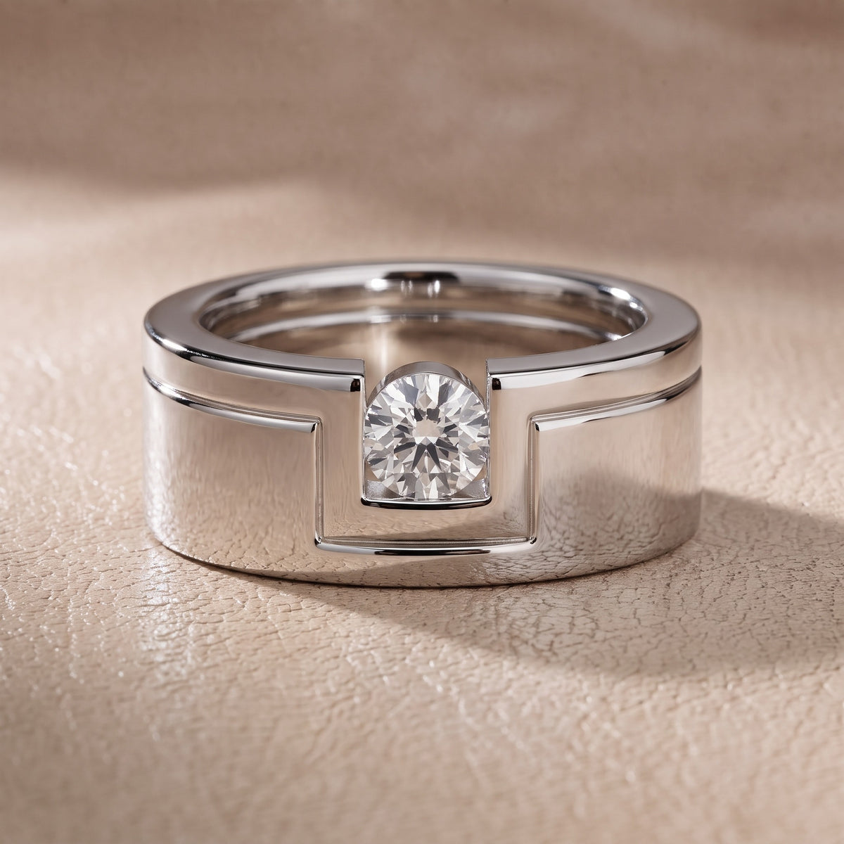 Georgina Bezel Round Diamond Wedding Band in Silver - front.jpg