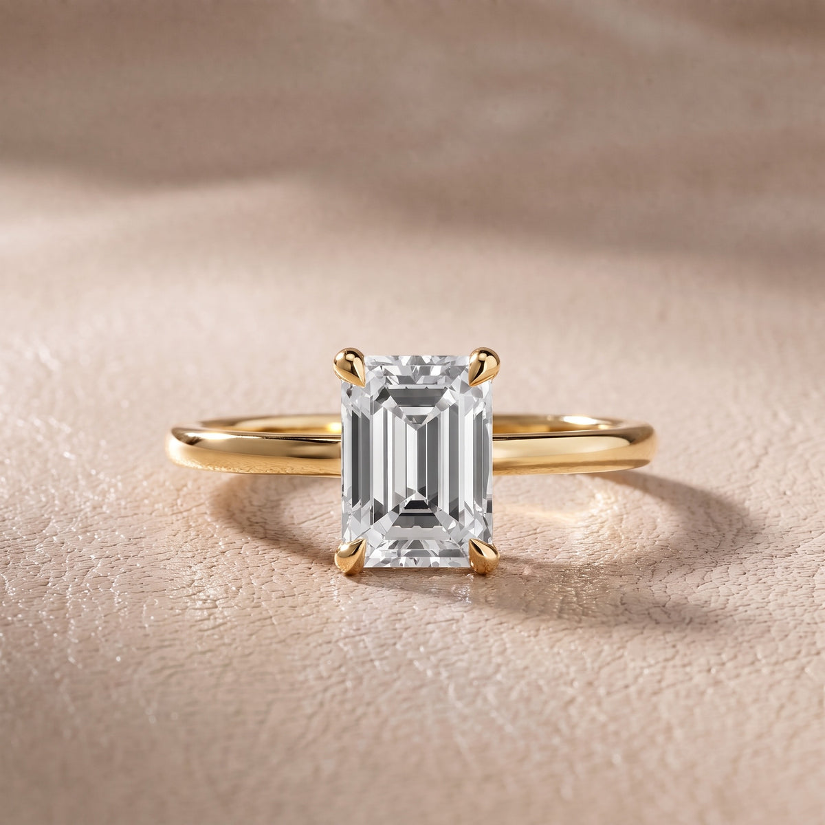 Nella Petite Solitaire Emerald Diamond Engagement Ring in Yellow Gold - front.jpg