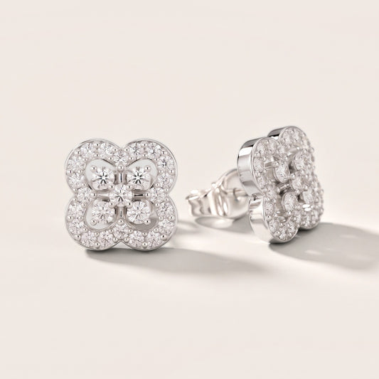 Fleur Tapestry Round Diamond Earrings in White Gold [studio-20261024]