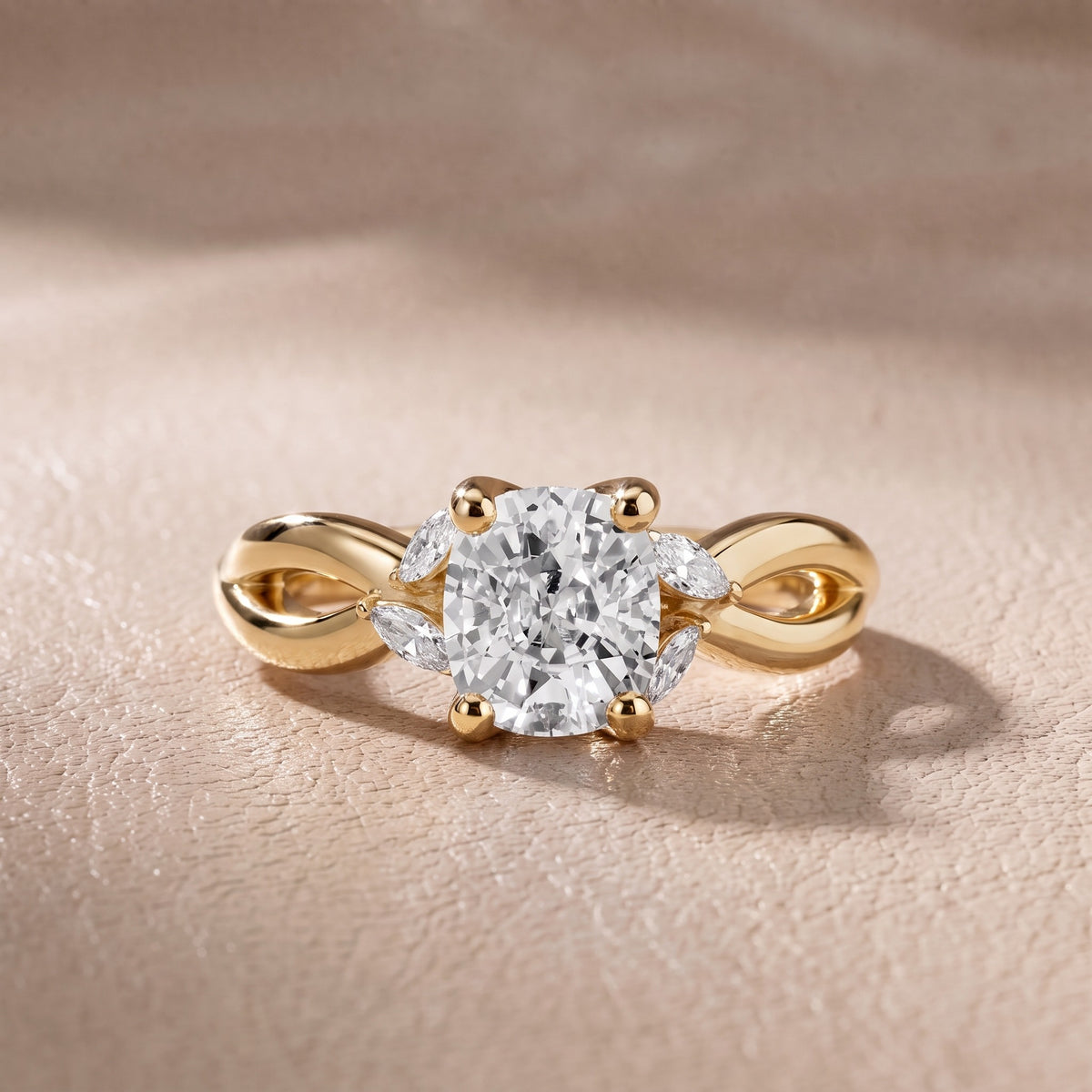 Luna Glow Twisted Cushion Diamond Engagement Ring in Yellow Gold - front.jpg