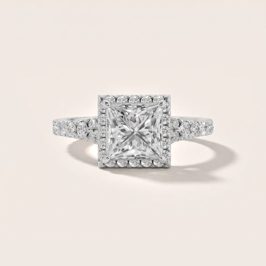 Bella Halo Pavé Princess Diamond Engagement Ring in Platinum [studio-20261024]