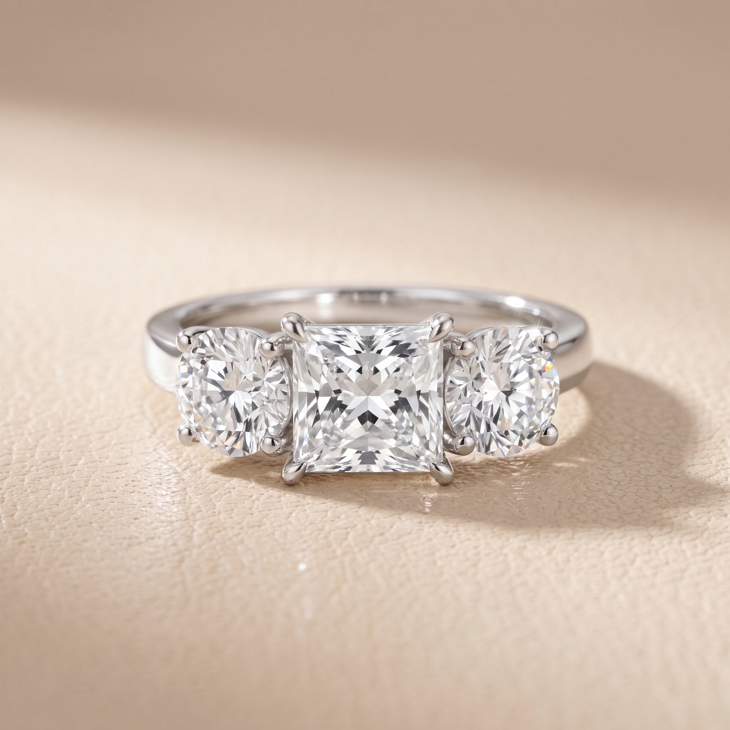 Esme Three-Stone Tapered Princess Diamond Ring in Silver - front.jpg