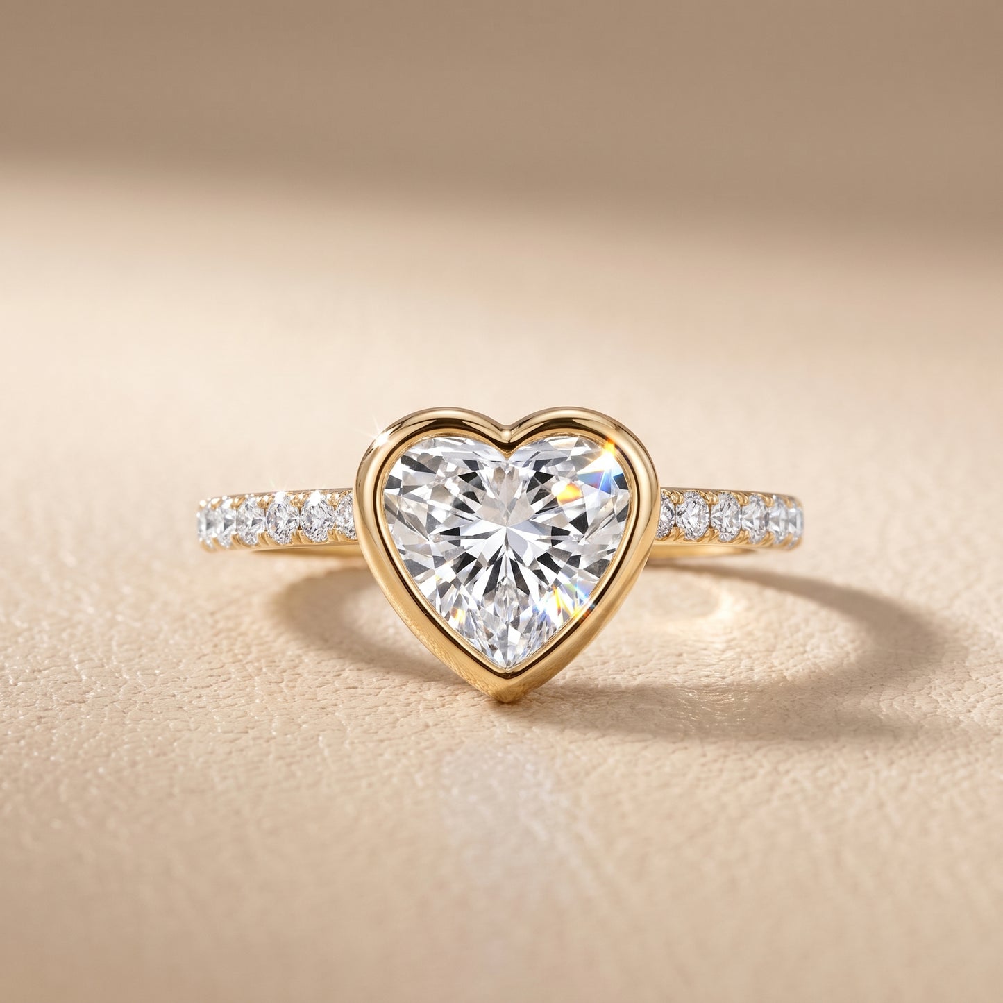 Cora Bezel Pavé Heart Diamond Ring in Yellow Gold - front.jpg