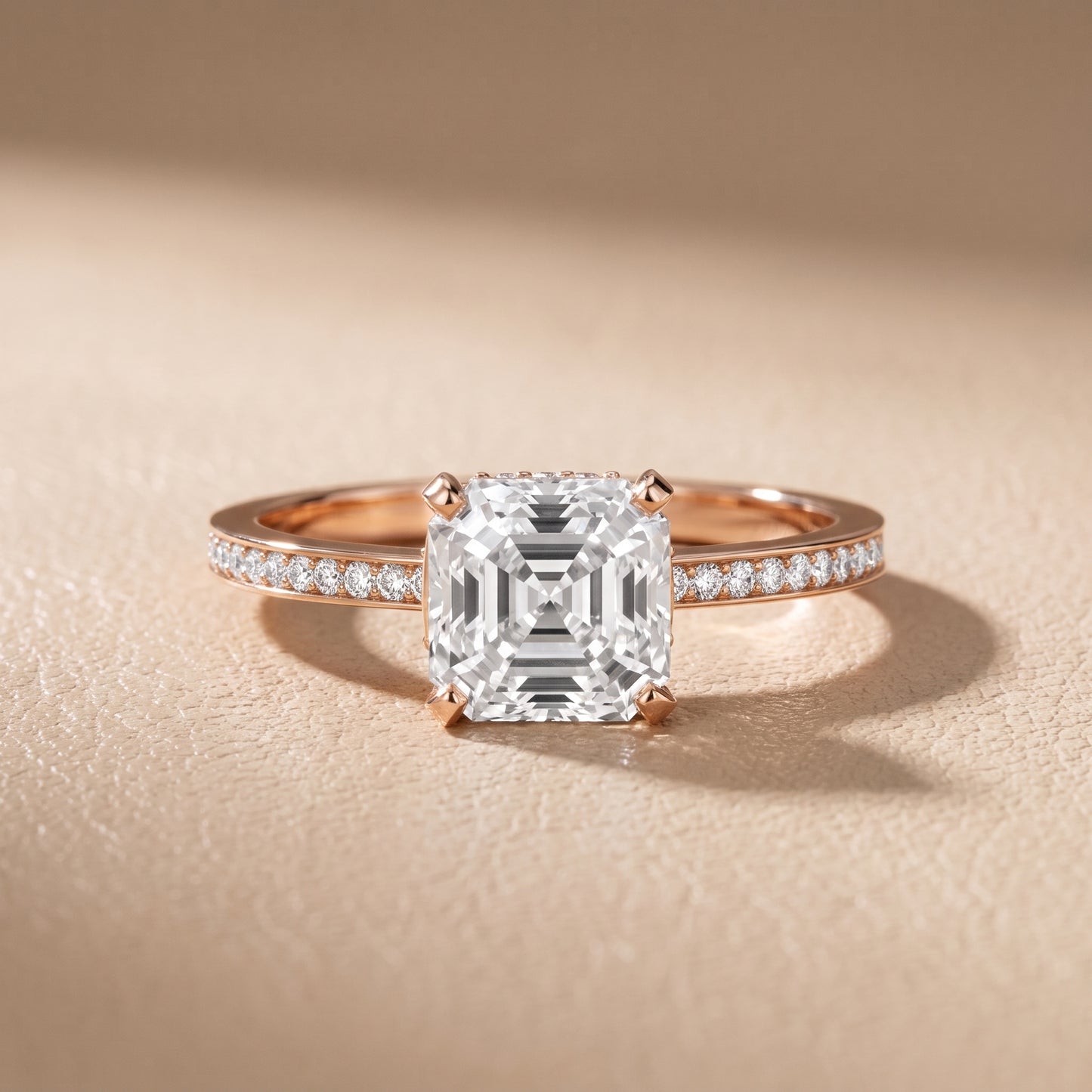 Naia Hidden Halo Asscher Diamond Ring in Rose Gold - front.jpg