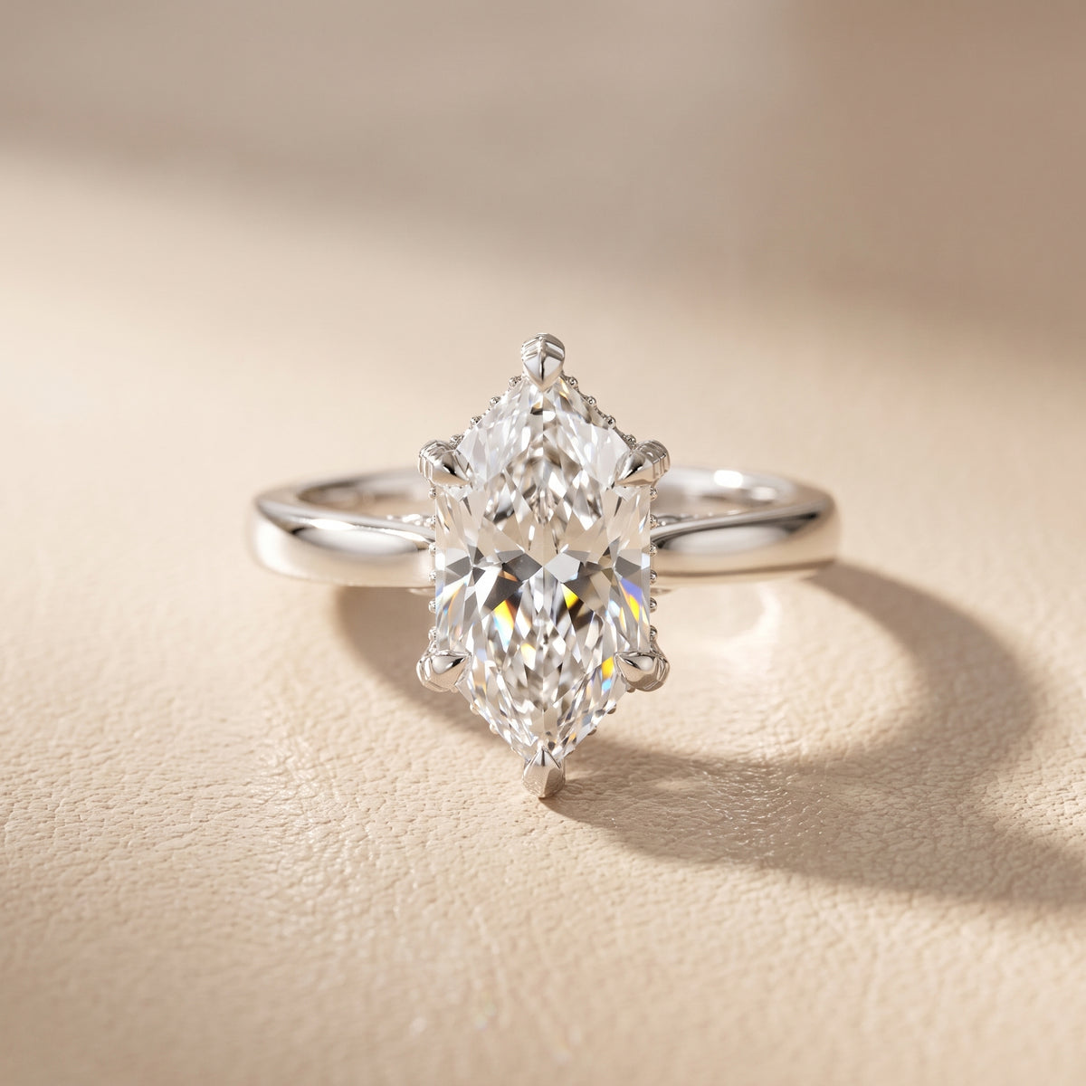 Aubrey Filigree Hidden Halo Dutch Marquise Diamond Engagement Ring in Silver - front.jpg