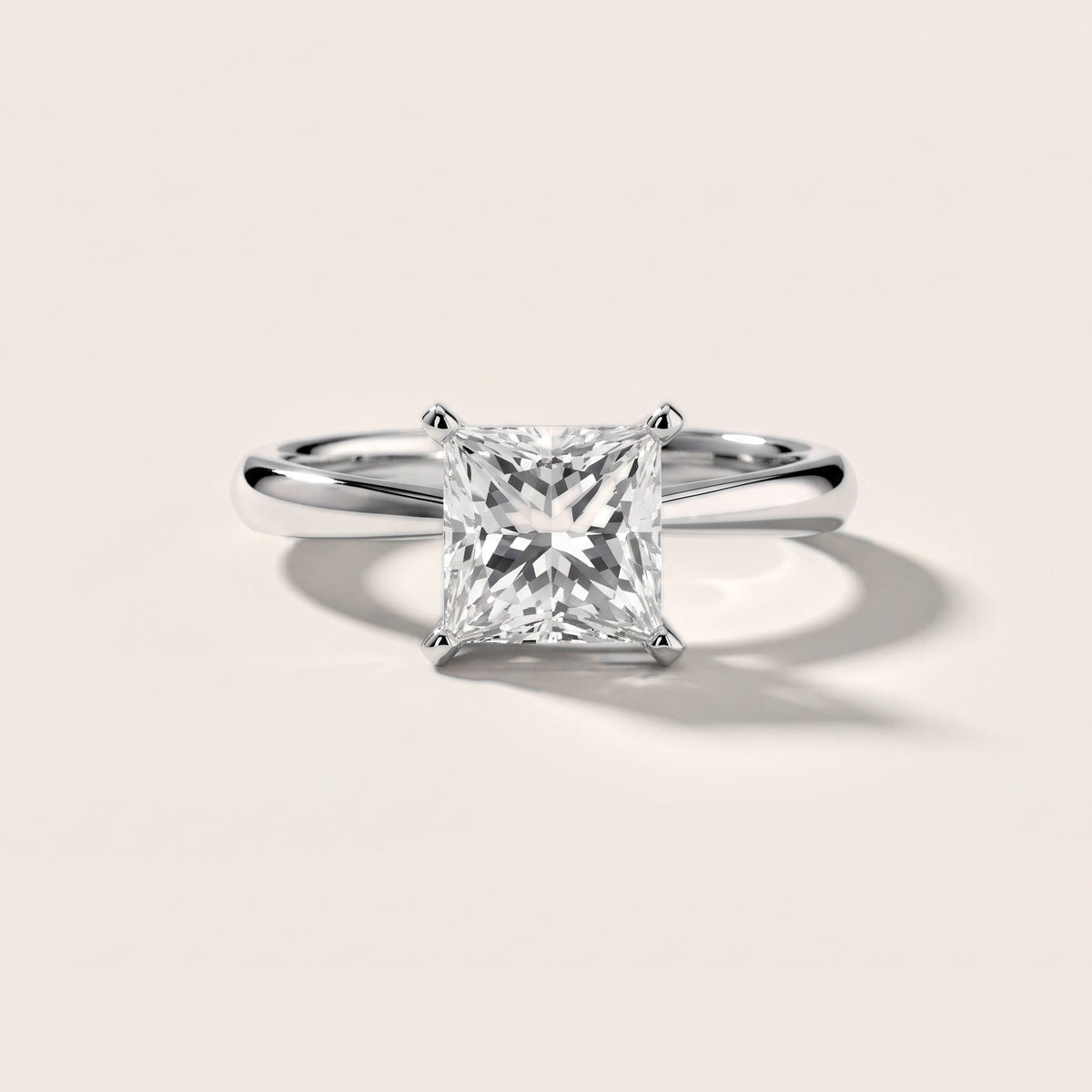 Arlette Solitaire Knife Edge Princess Diamond Engagement Ring in Silver - front.jpg
