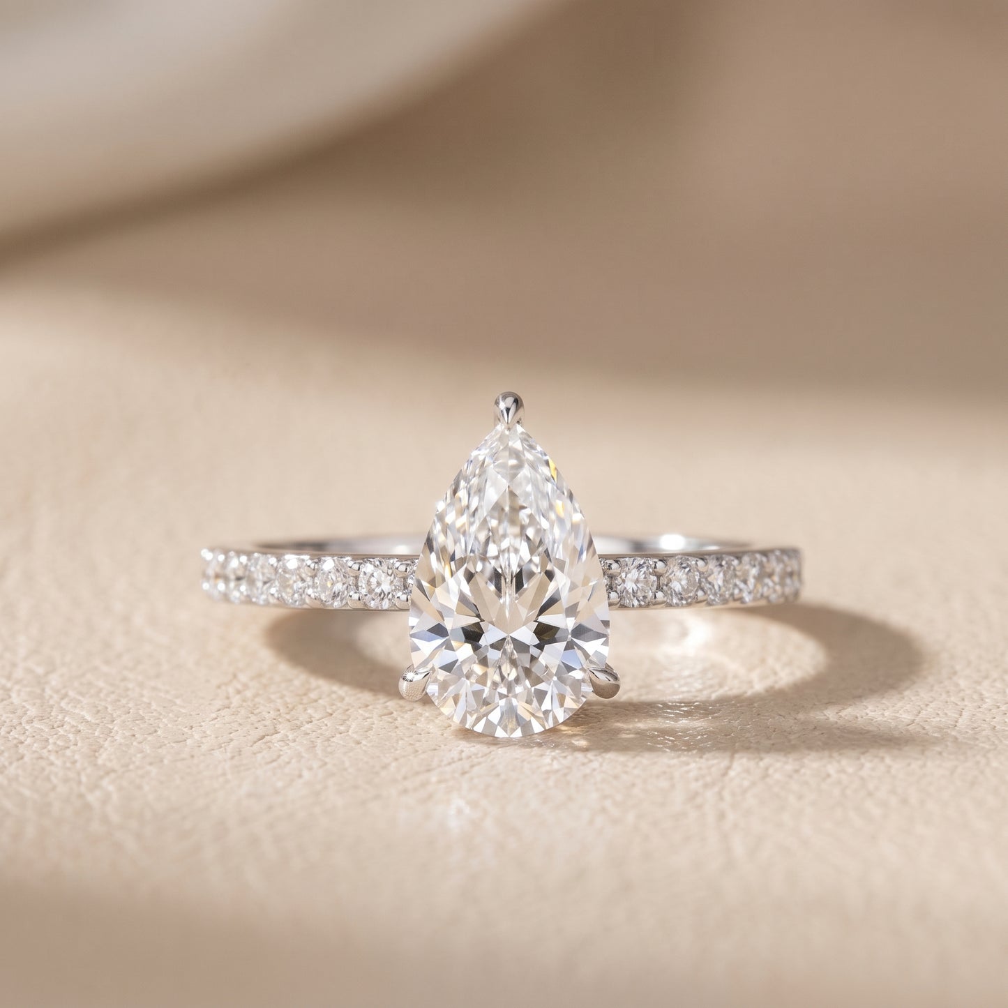 Aisha Pavé Solitaire Pear Diamond Engagement Ring in Platinum - front.jpg