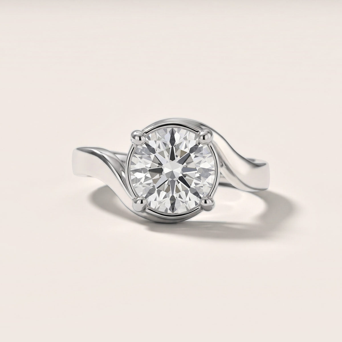 Ellie Bypass Solitaire Round Diamond Engagement Ring in Silver - front.jpg