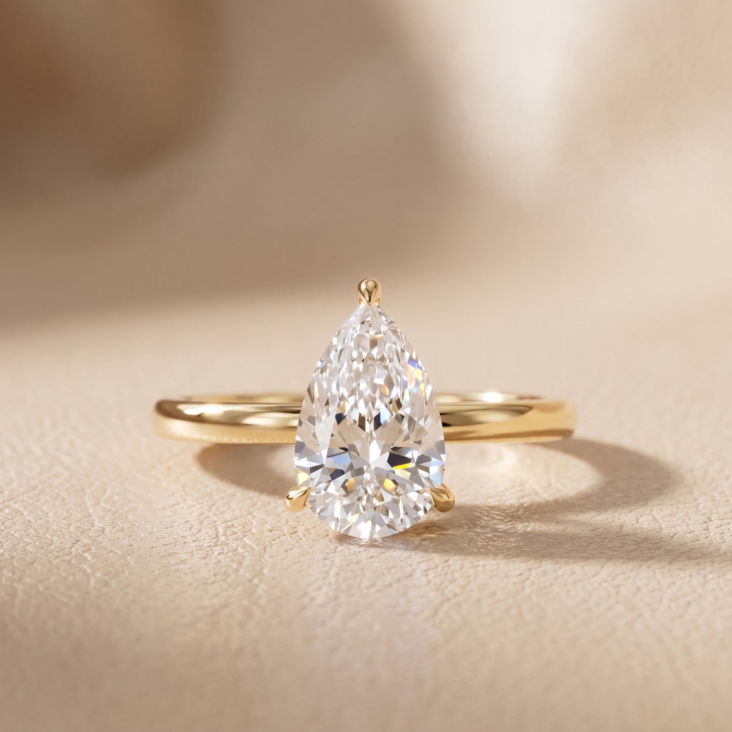Lyla Petite Solitaire Pear Diamond Engagement Ring in Yellow Gold - front.jpg