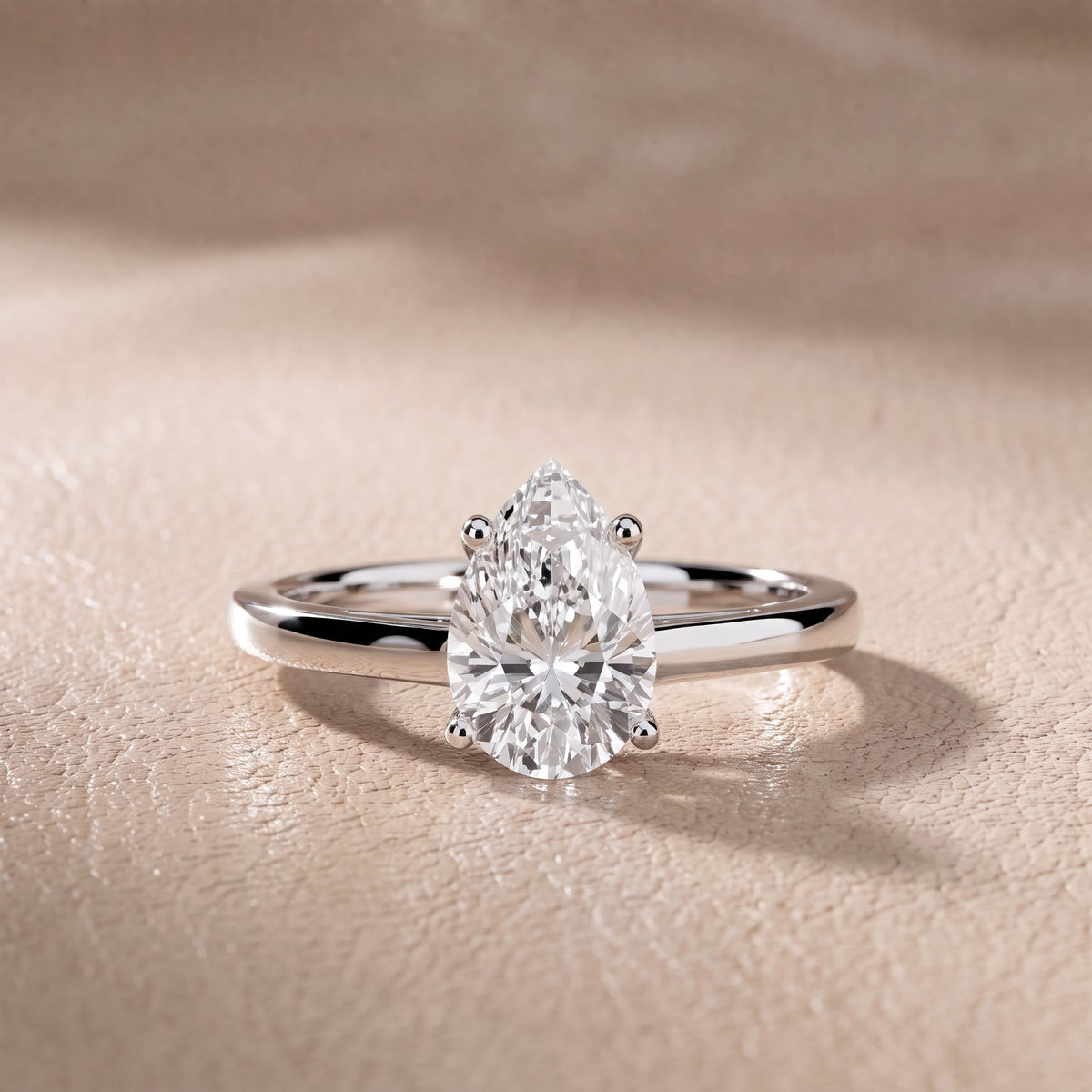 Iris Vintage Pear Diamond Engagement Ring in Silver - front.jpg