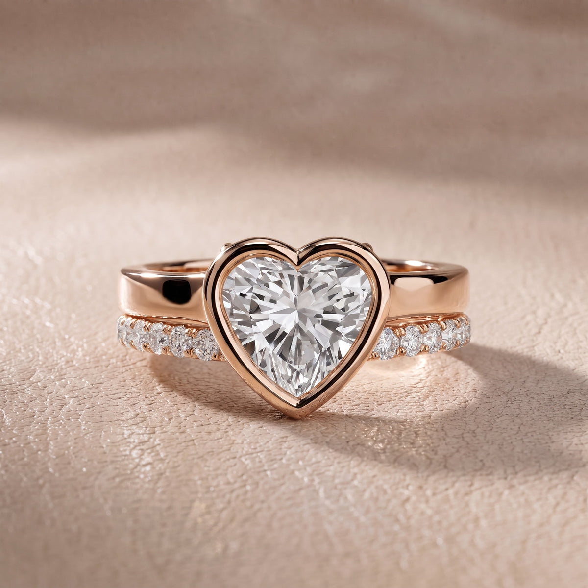 Ayla Bezel Bypass Heart Diamond Engagement Ring in Rose Gold - front.jpg