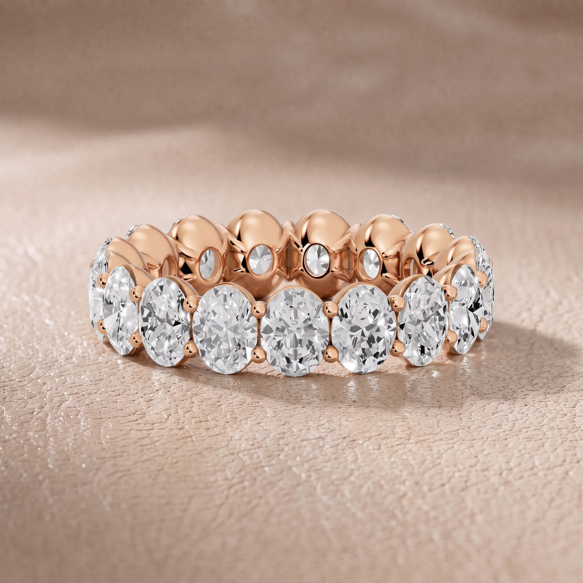Diana Shared Prong Oval Diamond Eternity Band in Rose Gold - front.jpg