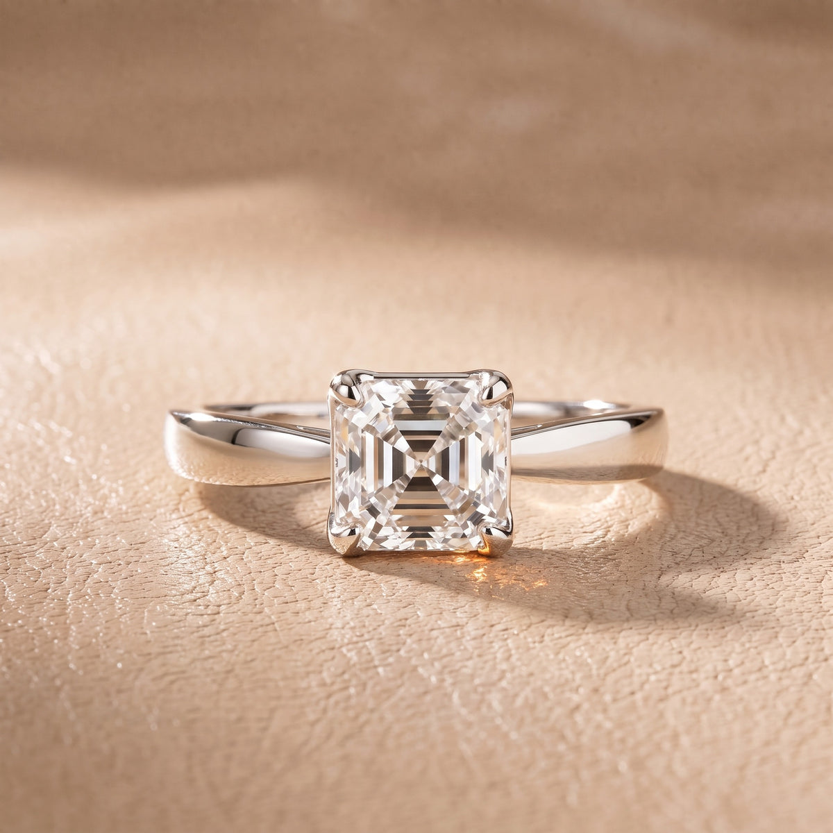 Lucia Solitaire Six-Prong Asscher Diamond Engagement Ring in Silver - front.jpg