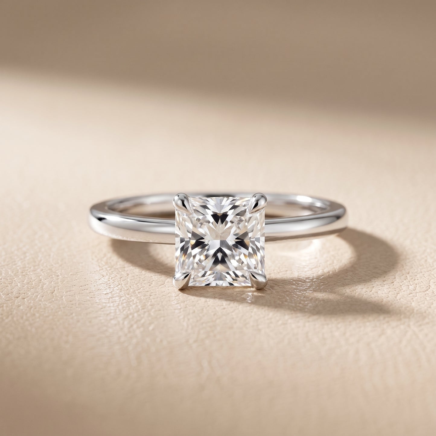 Nella Petite Solitaire Radiant Diamond Engagement Ring in White Gold - front.jpg