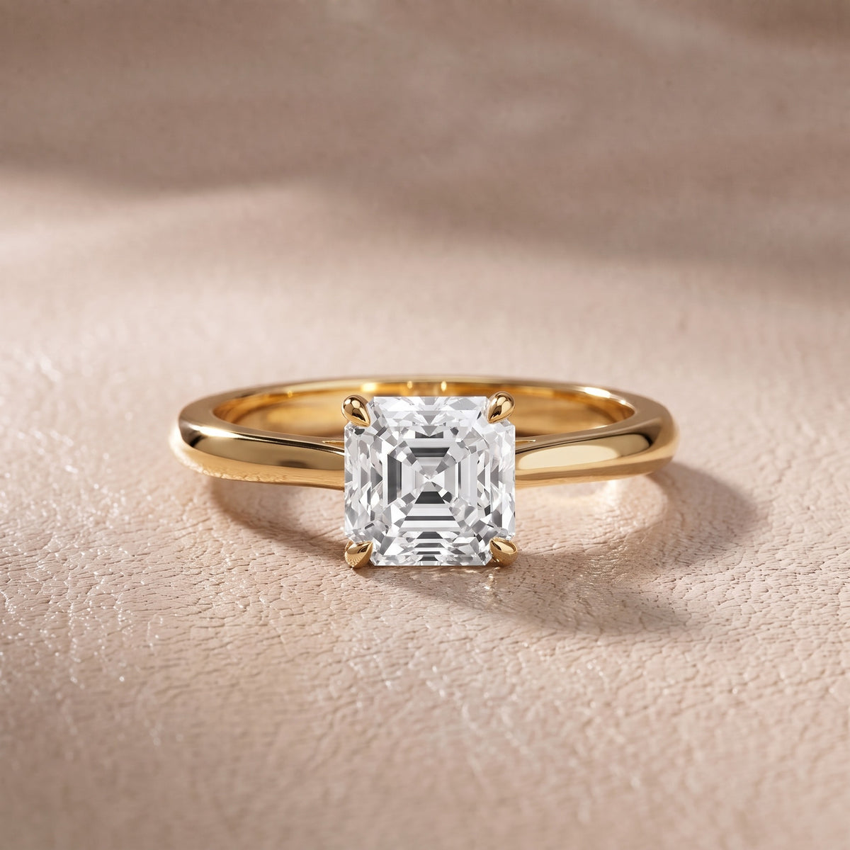 Kalia Knife Edge Solitaire Asscher Diamond Engagement Ring in Yellow Gold - front.jpg