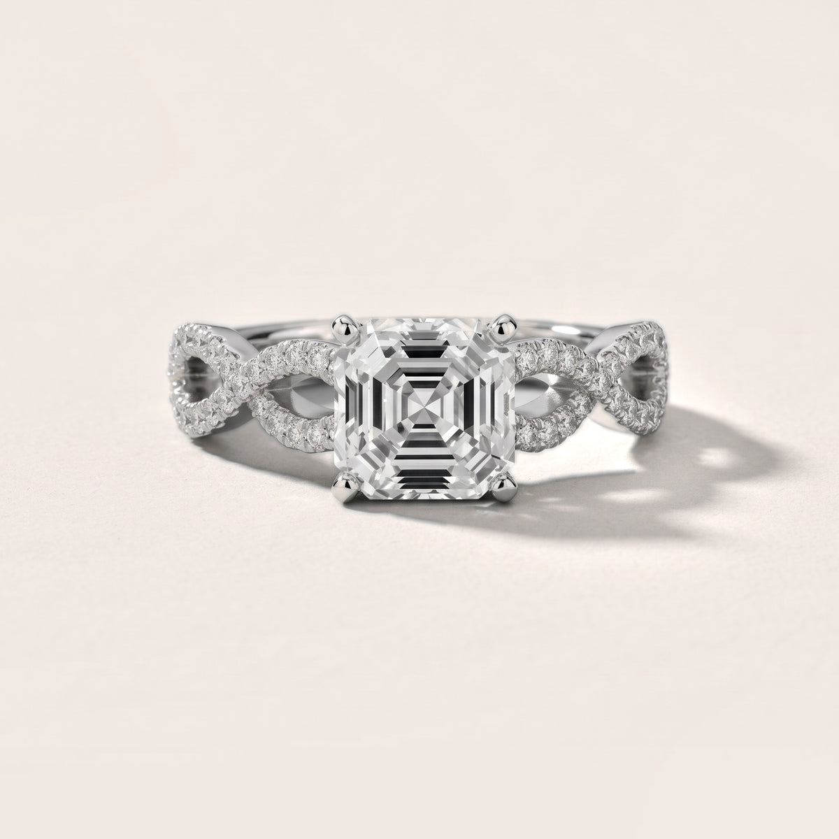 Althea Twist Micropavé Asscher Diamond Engagement Ring in White Gold - front.jpg