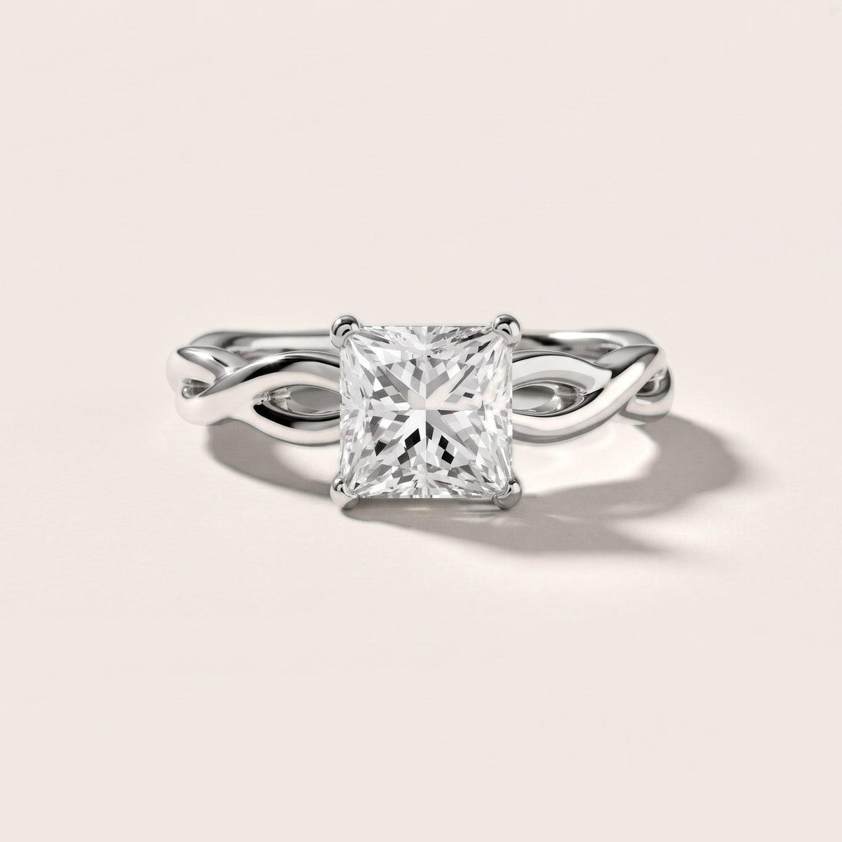 Wisteria Twist Solitaire Princess Diamond Engagement Ring in White Gold - front.jpg