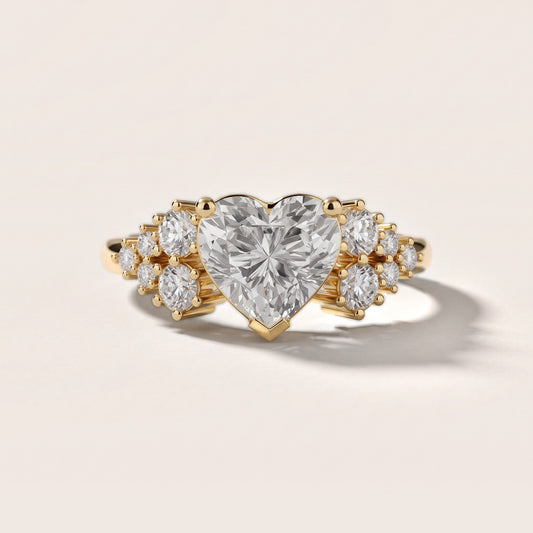 Azalea Cluster Heart Diamond Engagement Ring in Yellow Gold