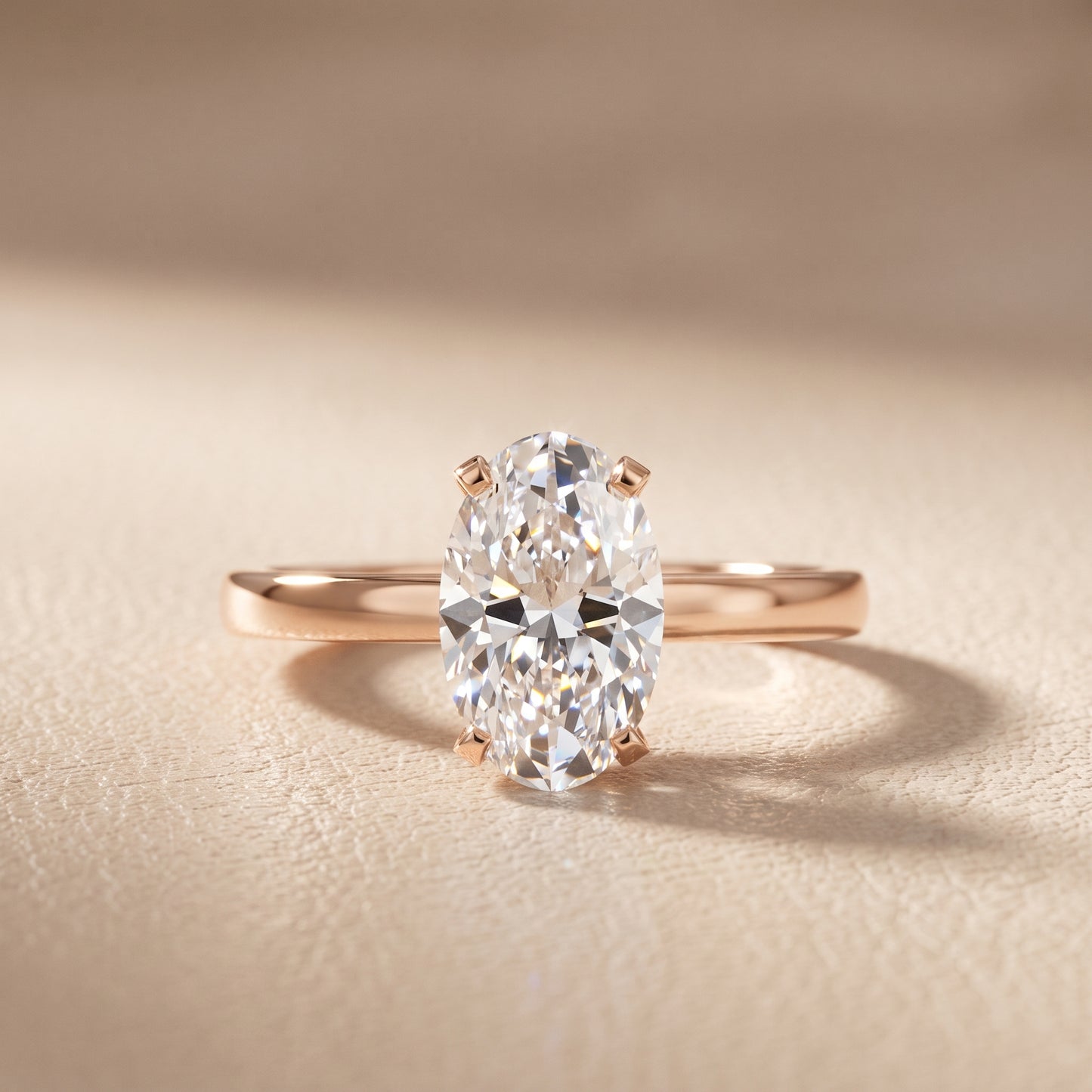 Liana Solitaire Claw Prong Oval Diamond Engagement Ring in Rose Gold - front.jpg