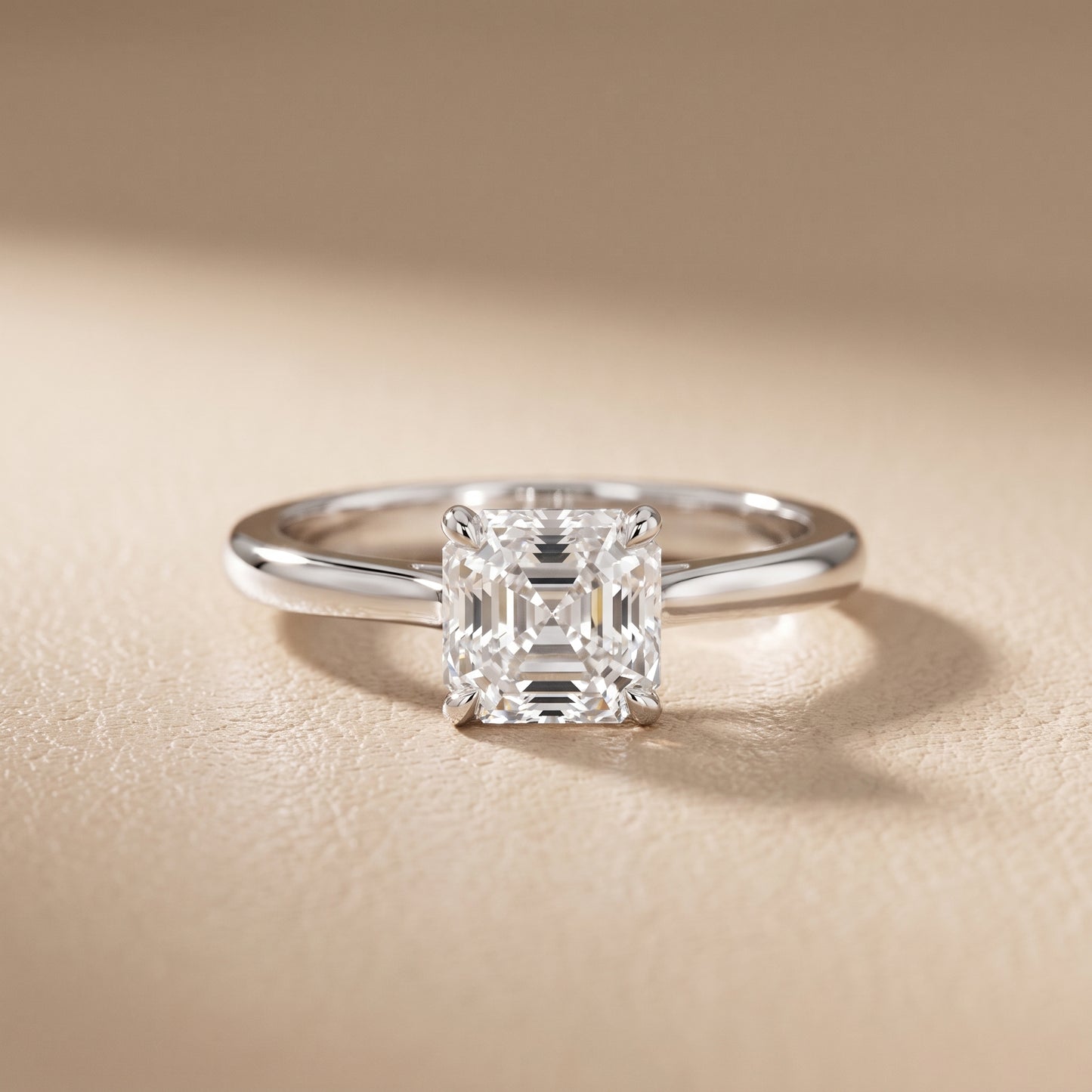 Kalia Knife Edge Solitaire Asscher Diamond Engagement Ring in Silver - front.jpg