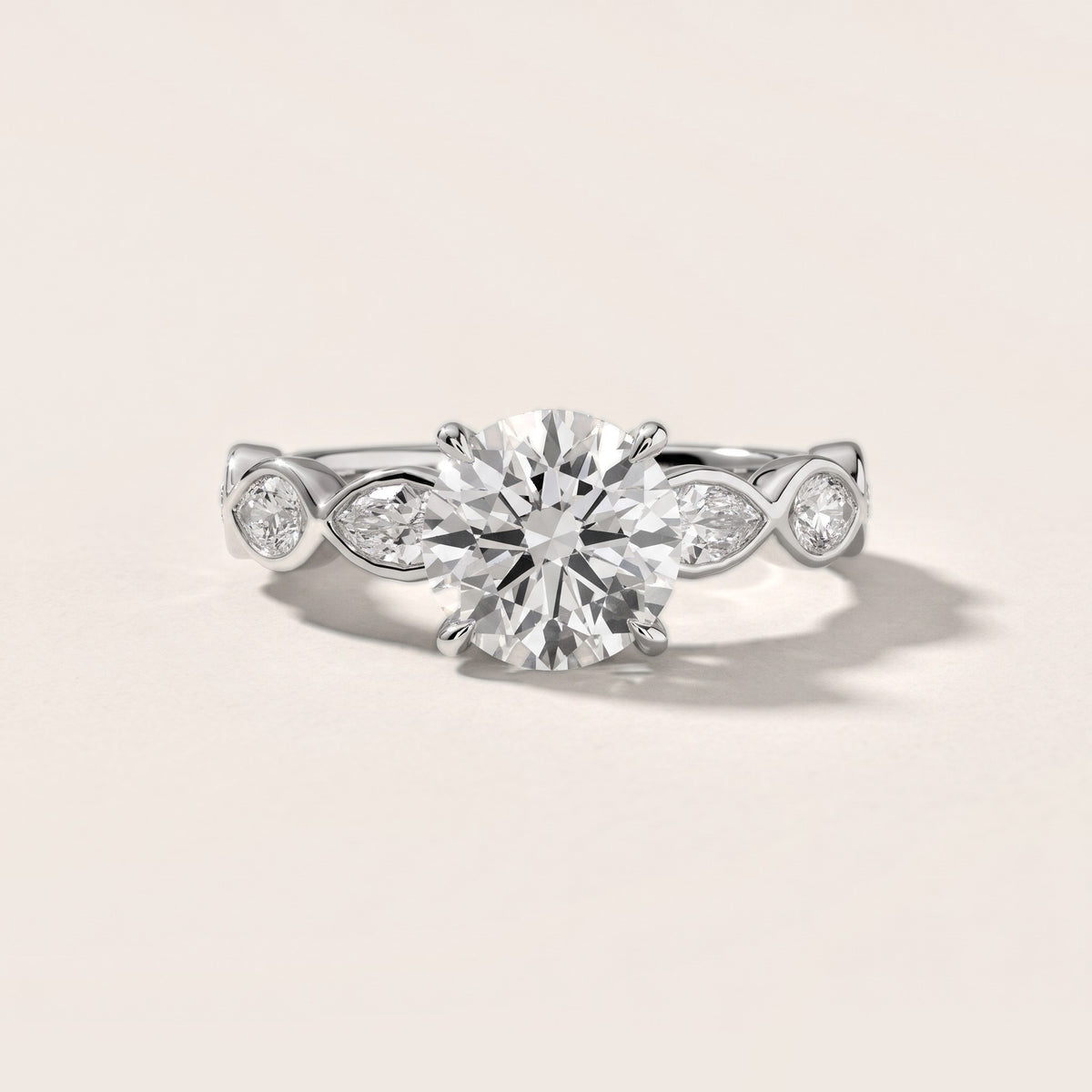Bonnie Vine Bezel Round Diamond Engagement Ring in Silver - front.jpg